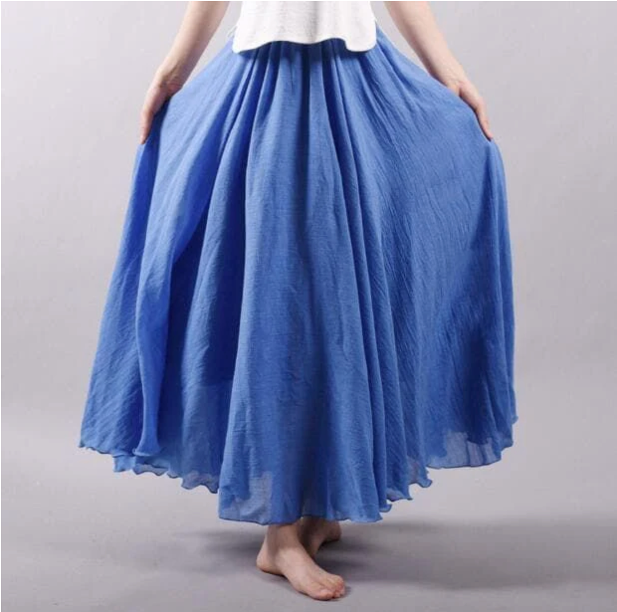 Boho linnen rok met elastische tailleband – Jade