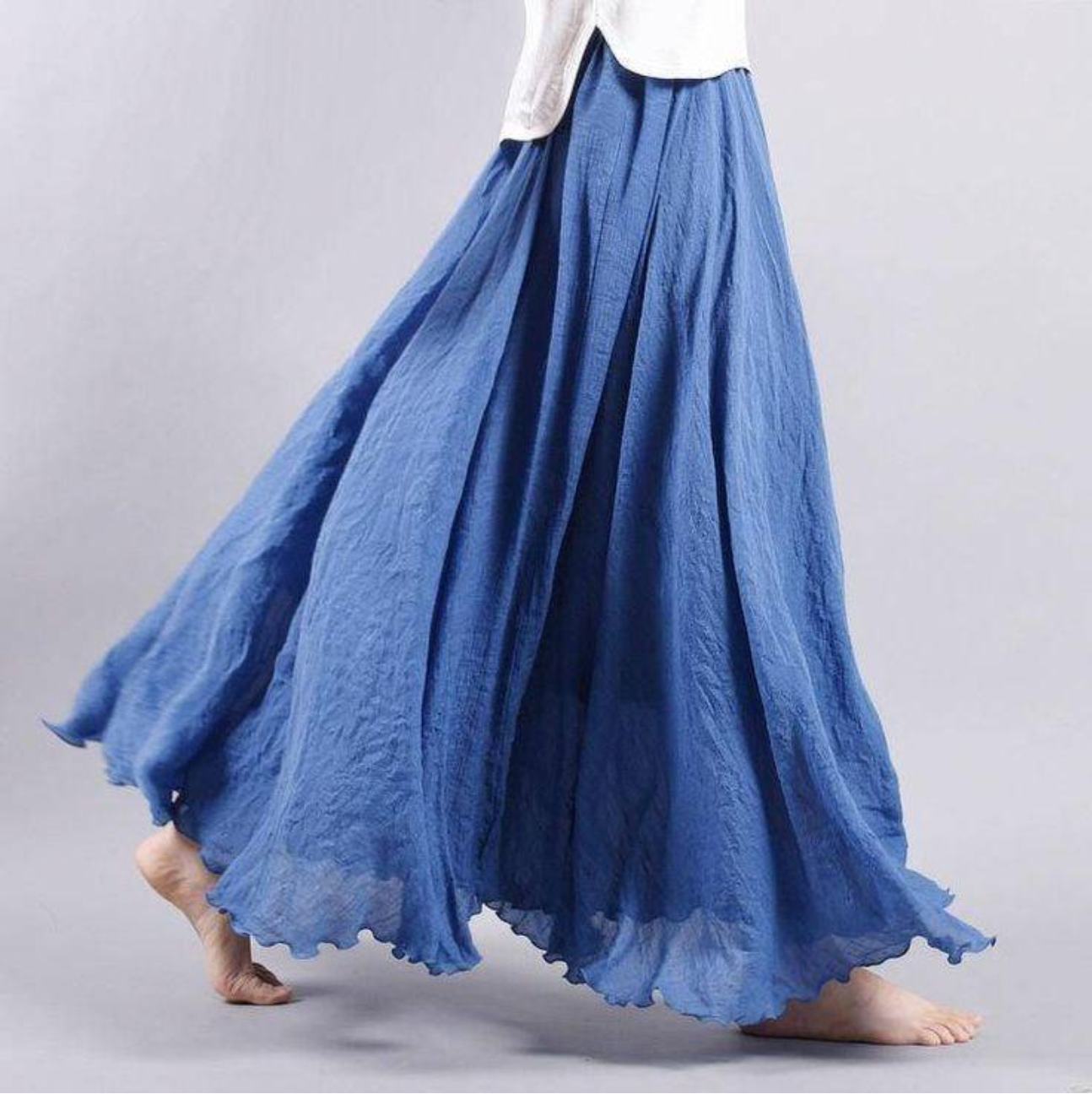 Boho linnen rok met elastische tailleband – Jade