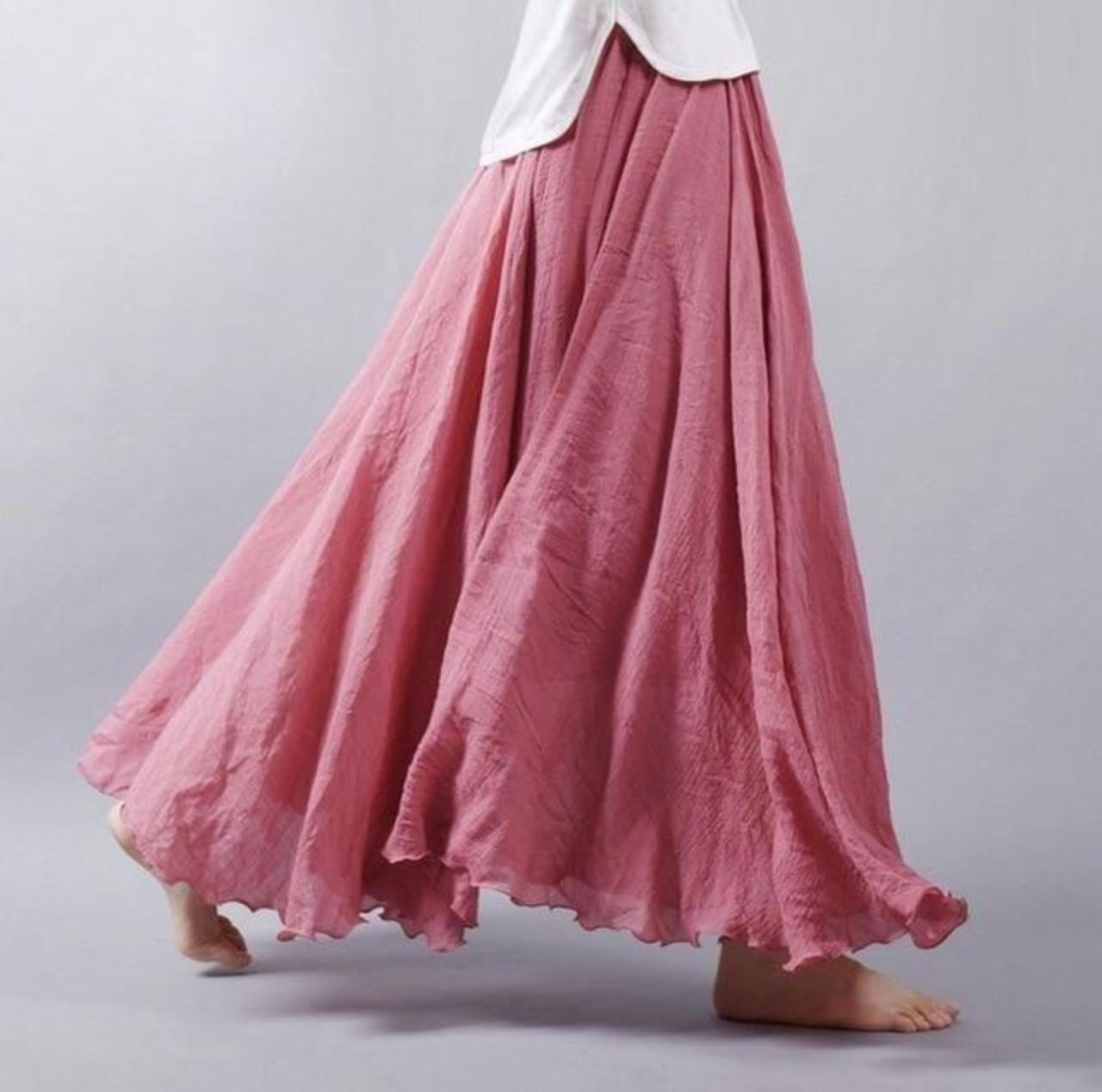 Boho linnen rok met elastische tailleband – Jade