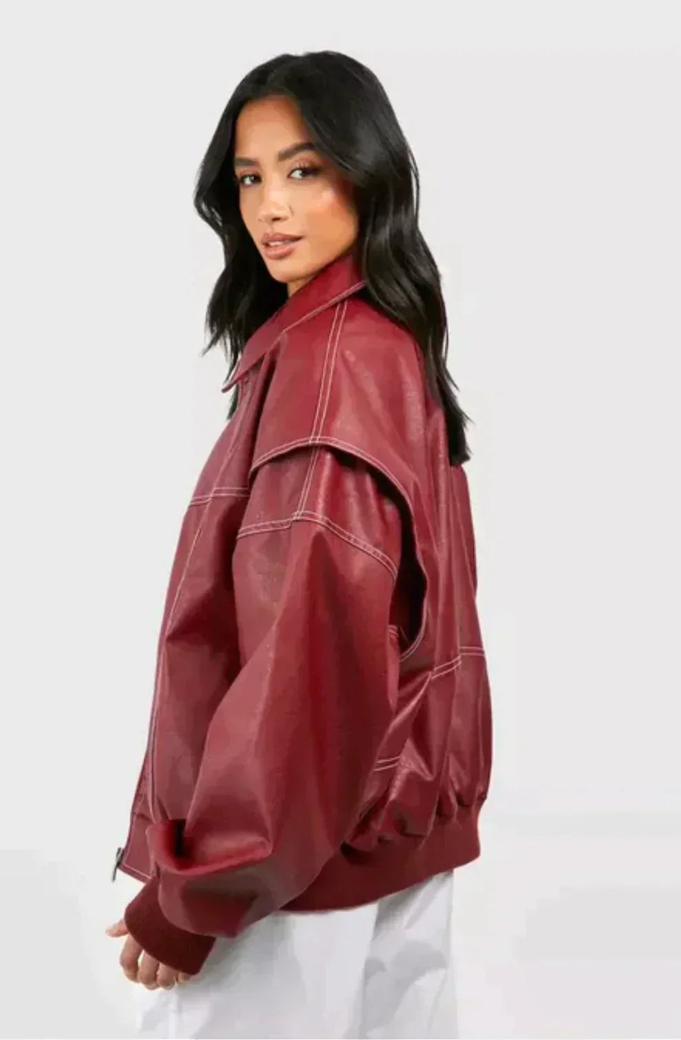 Oversized dames leren jack voor een gedurfde look – Ruby