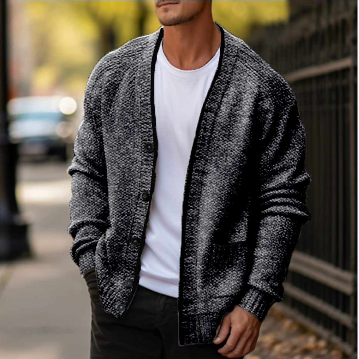 Warme gebreide cardigan voor herfst en winter – Gary