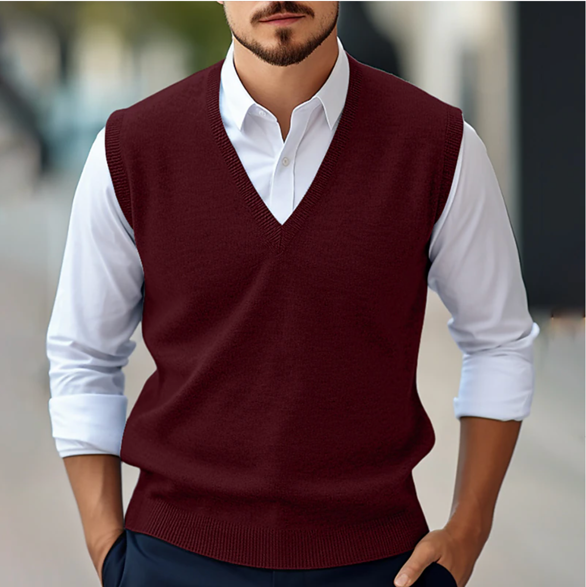 V-hals Mouwloze Sweater voor Comfort en Stijl - Jeroen