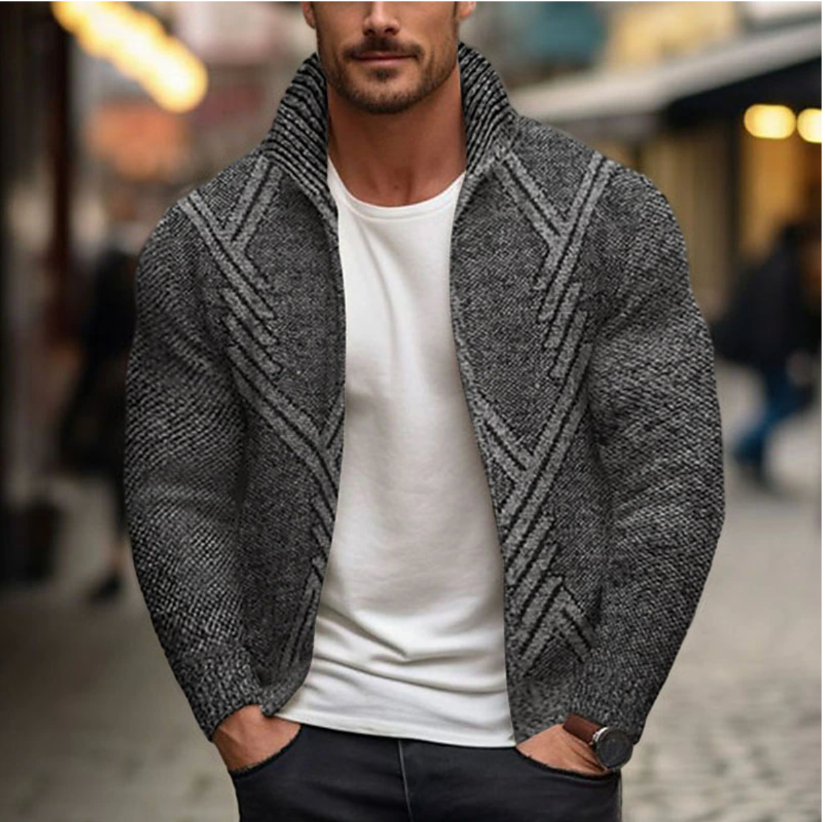 Warme heren cardigan sweater met knopen – Patrick