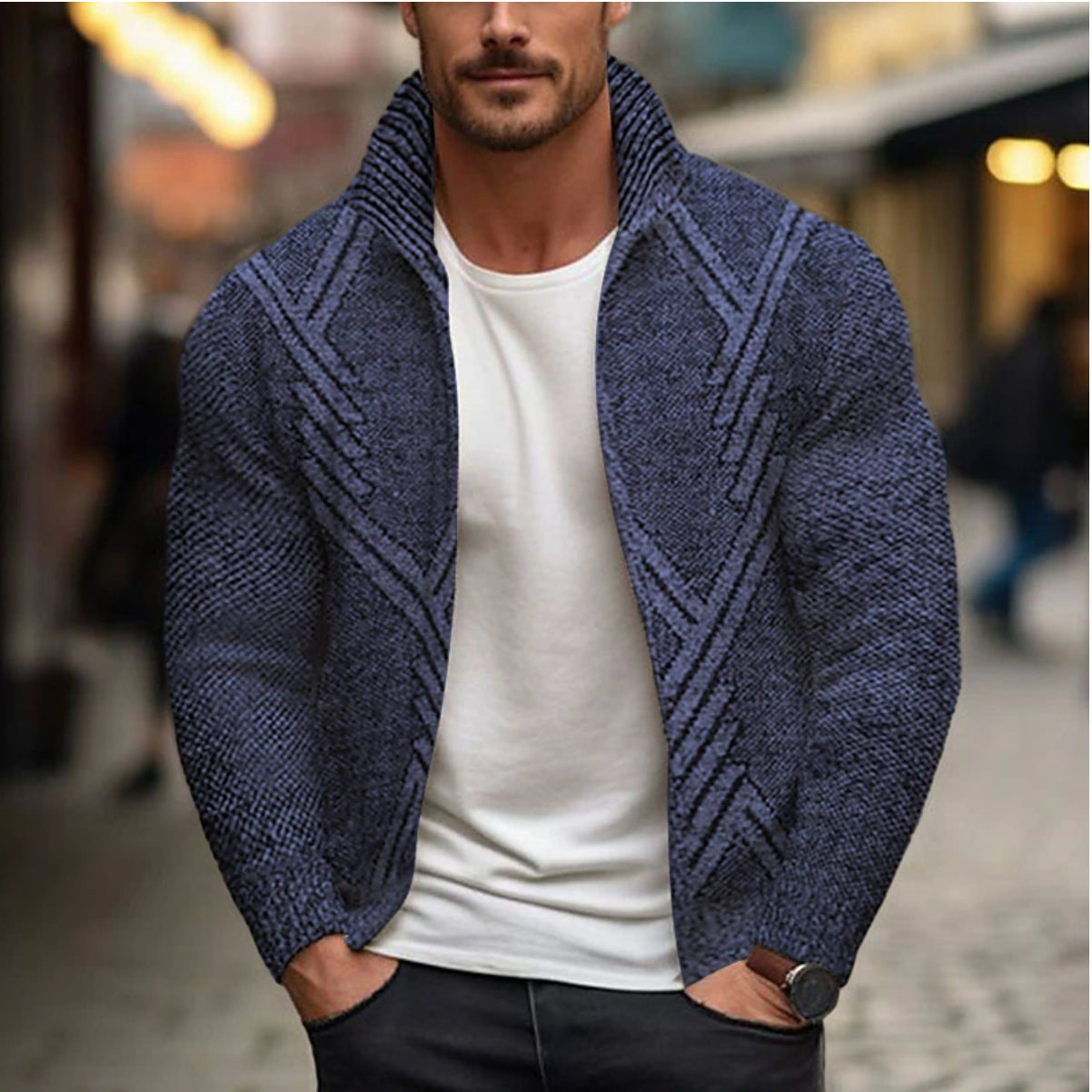 Warme heren cardigan sweater met knopen – Patrick
