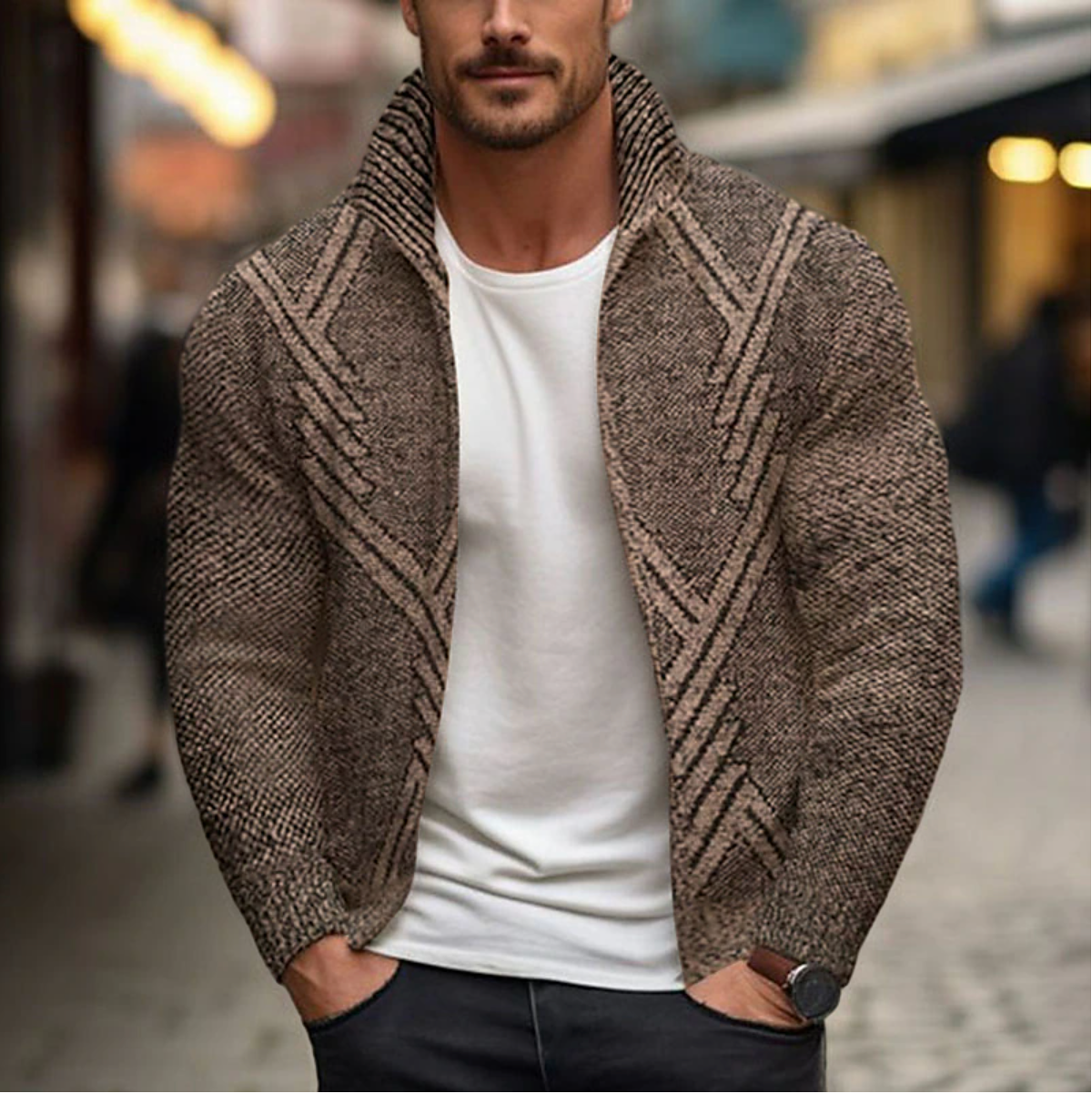 Warme heren cardigan sweater met knopen – Patrick