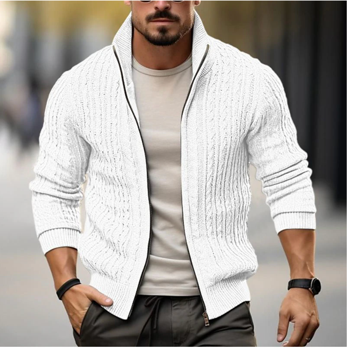 Moderne vest-trui met rits voor heren – Dirk