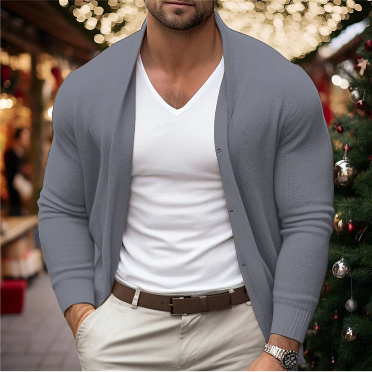 Stijlvolle merinowol cardigan voor heren – Dennis