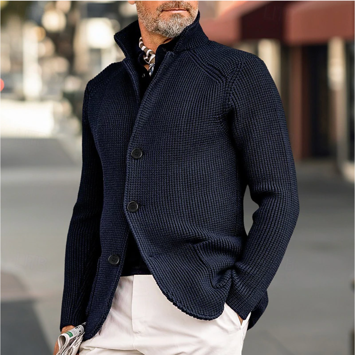 Gebreide cardigan met knopen voor heren – Andrew