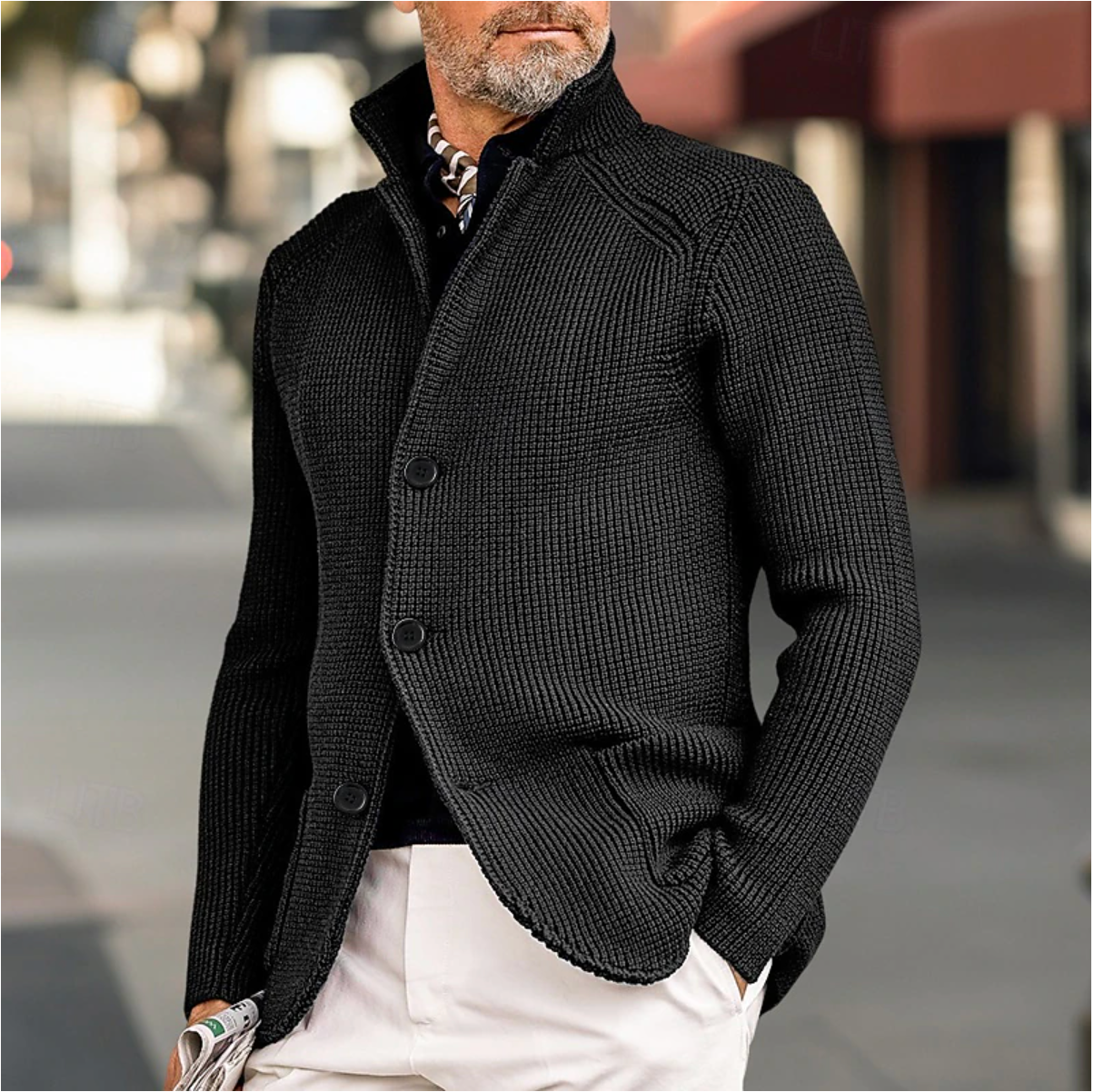 Gebreide cardigan met knopen voor heren – Andrew