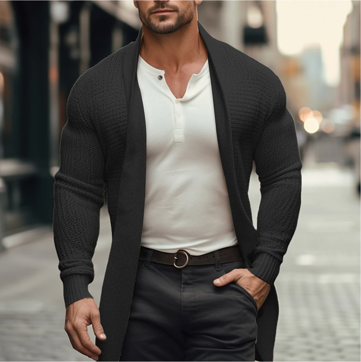 Gebreid heren vest met open design – Victor