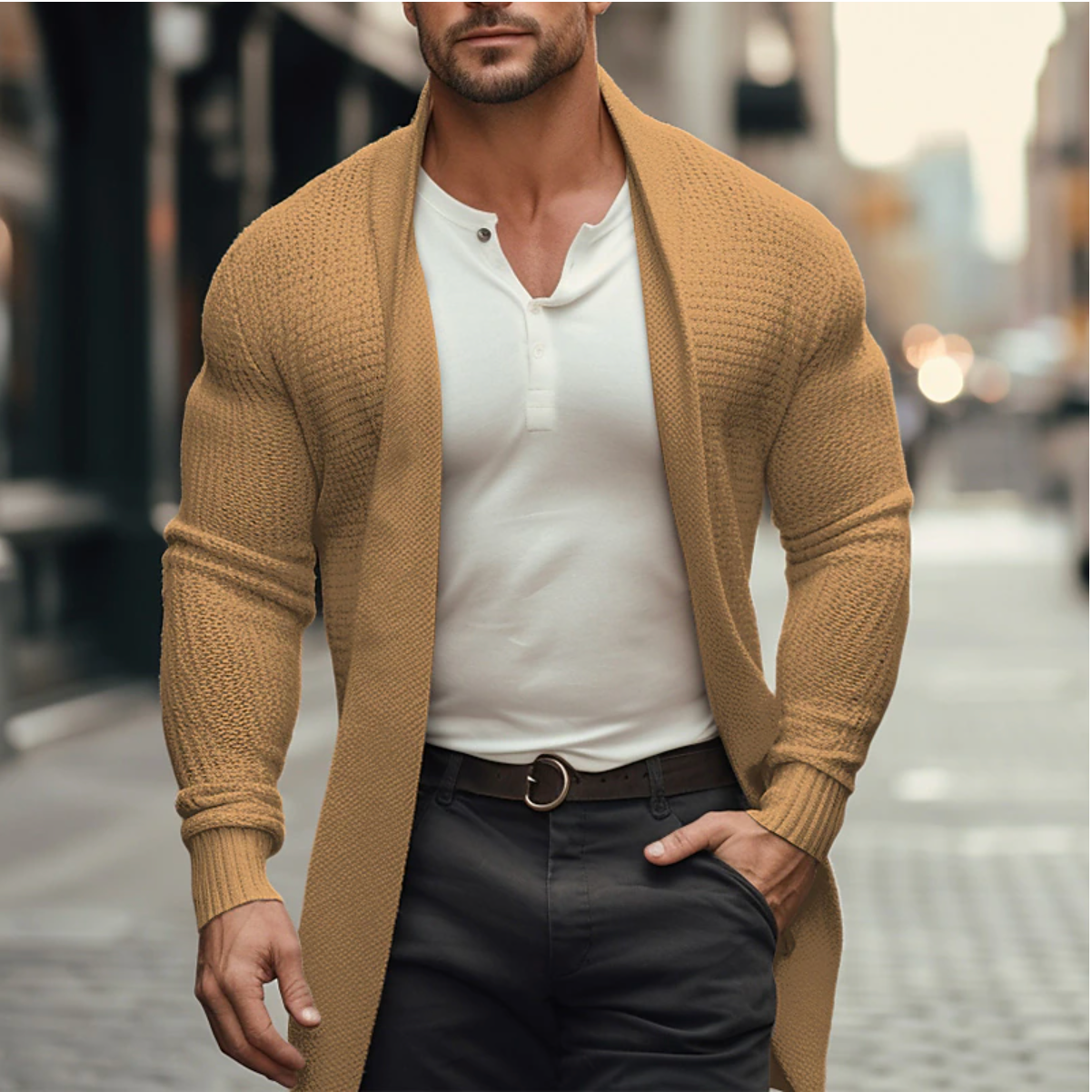 Gebreid heren vest met open design – Victor
