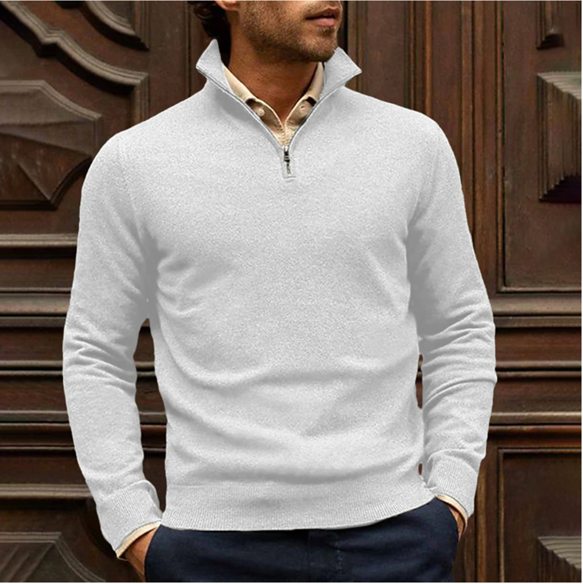 Heren zip-up sweater met comfortabele pasvorm – Lars