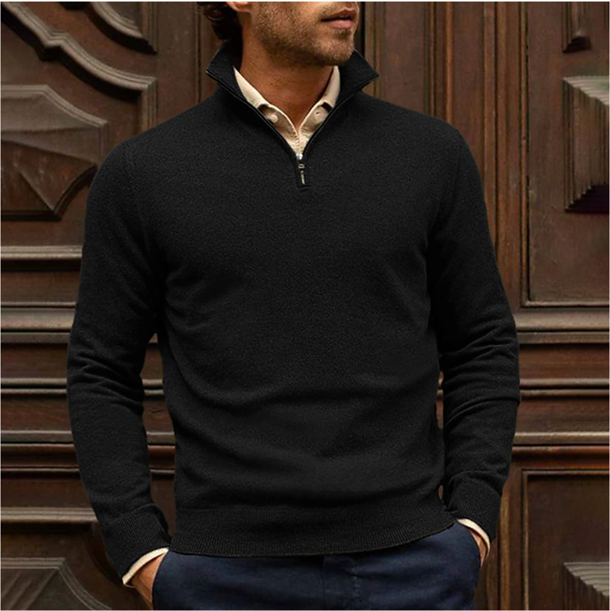 Heren zip-up sweater met comfortabele pasvorm – Lars