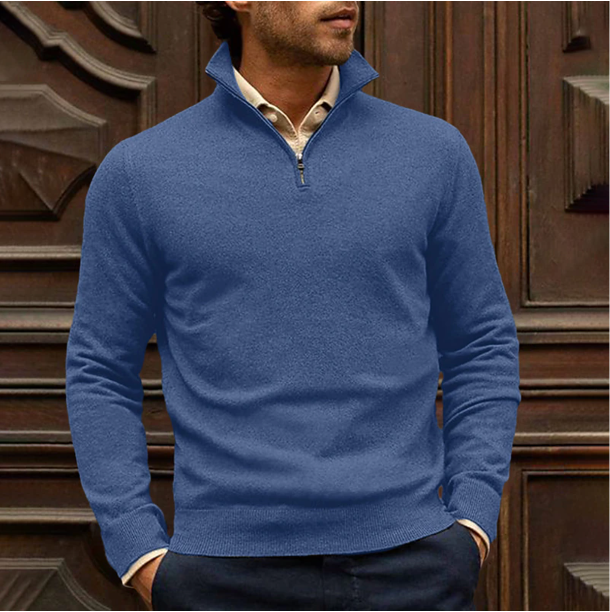 Heren zip-up sweater met comfortabele pasvorm – Lars