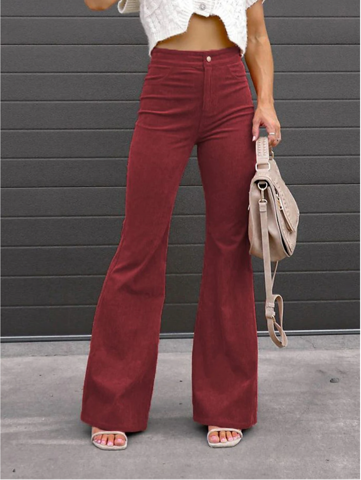 Corduroy Flared Broek Hoog Taille Retro Look – Sophie