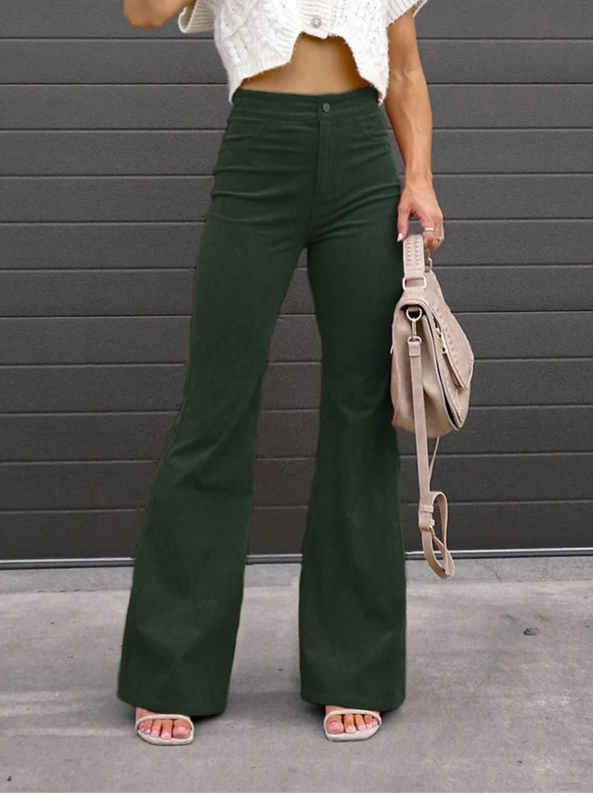Corduroy Flared Broek Hoog Taille Retro Look – Sophie