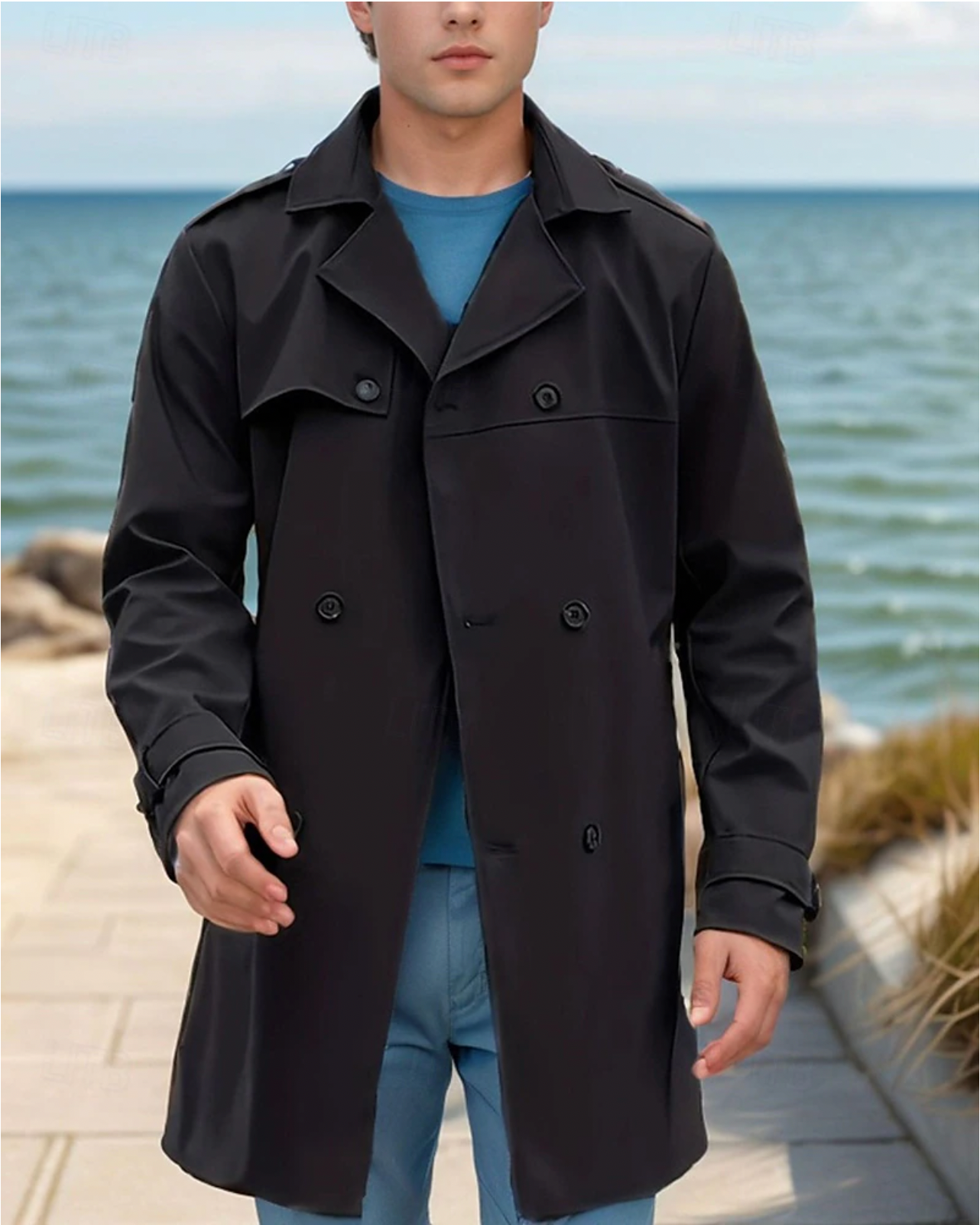Waterafstotende trenchcoat voor heren met klassieke snit – Algernon
