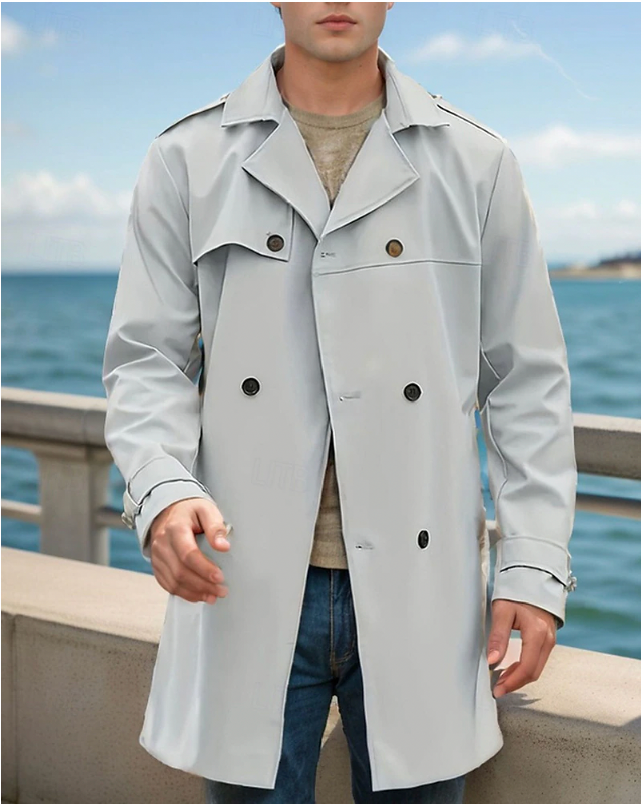 Waterafstotende trenchcoat voor heren met klassieke snit – Algernon