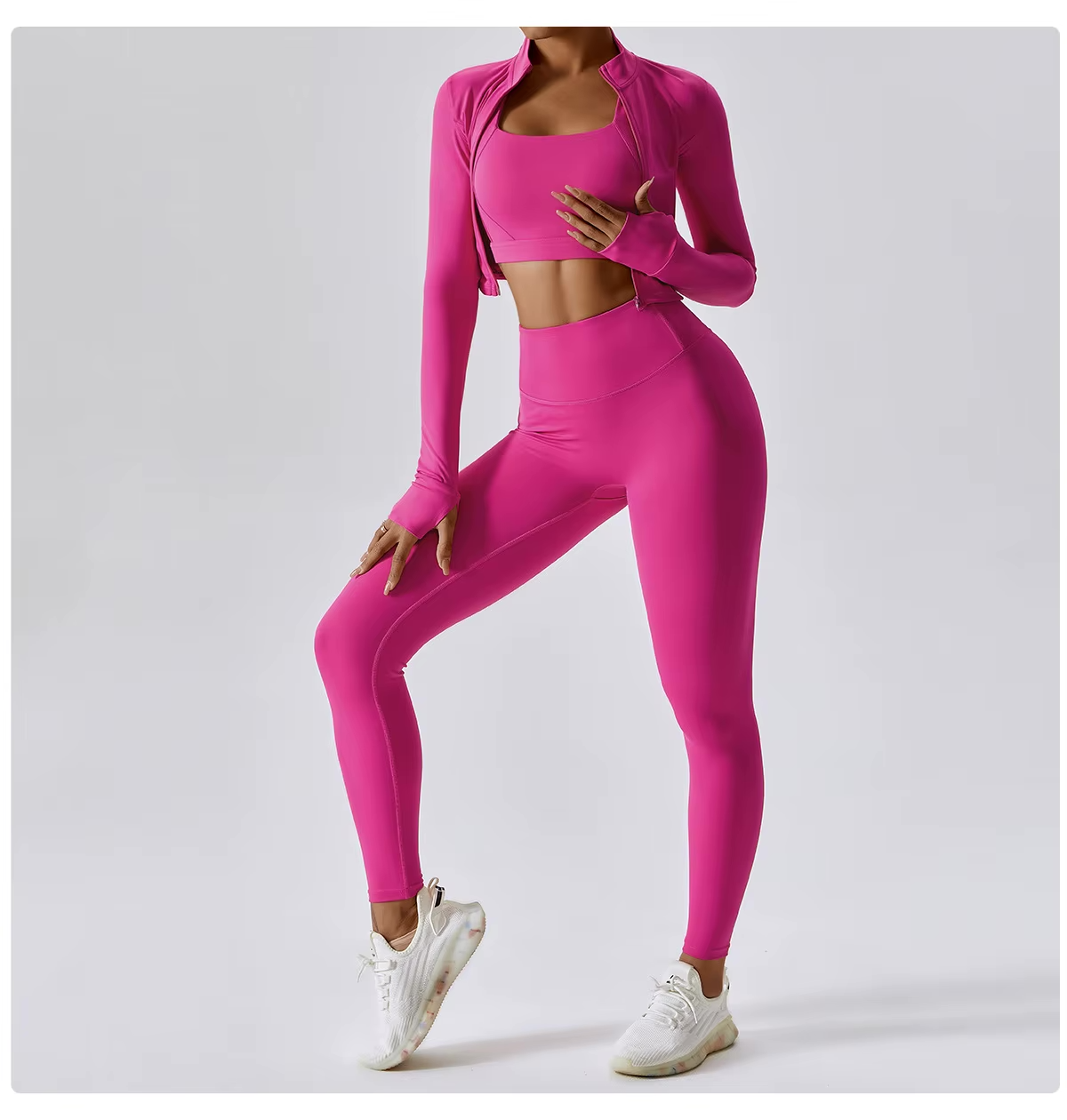 Naadloos Sportset voor Dames met Zip Top en High Waist Legging – Aerexa