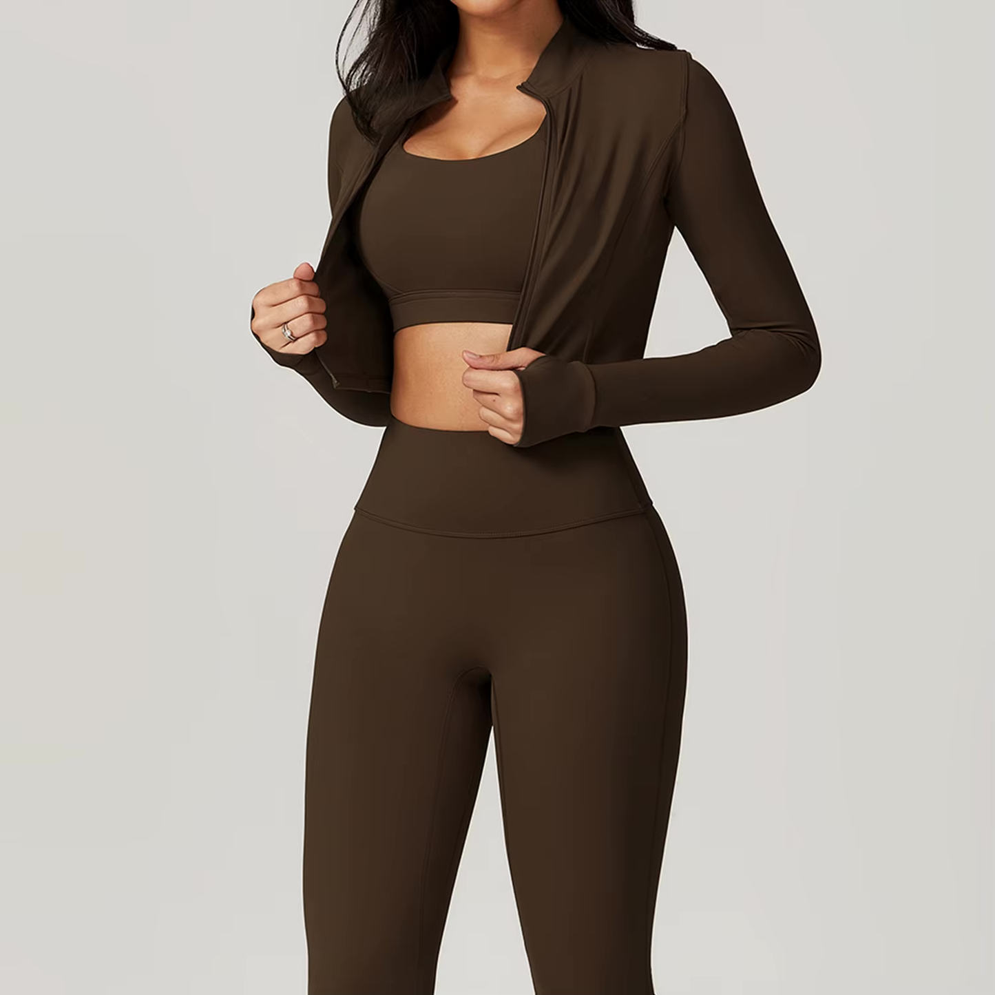 Naadloos Sportset voor Dames met Zip Top en High Waist Legging – Aerexa