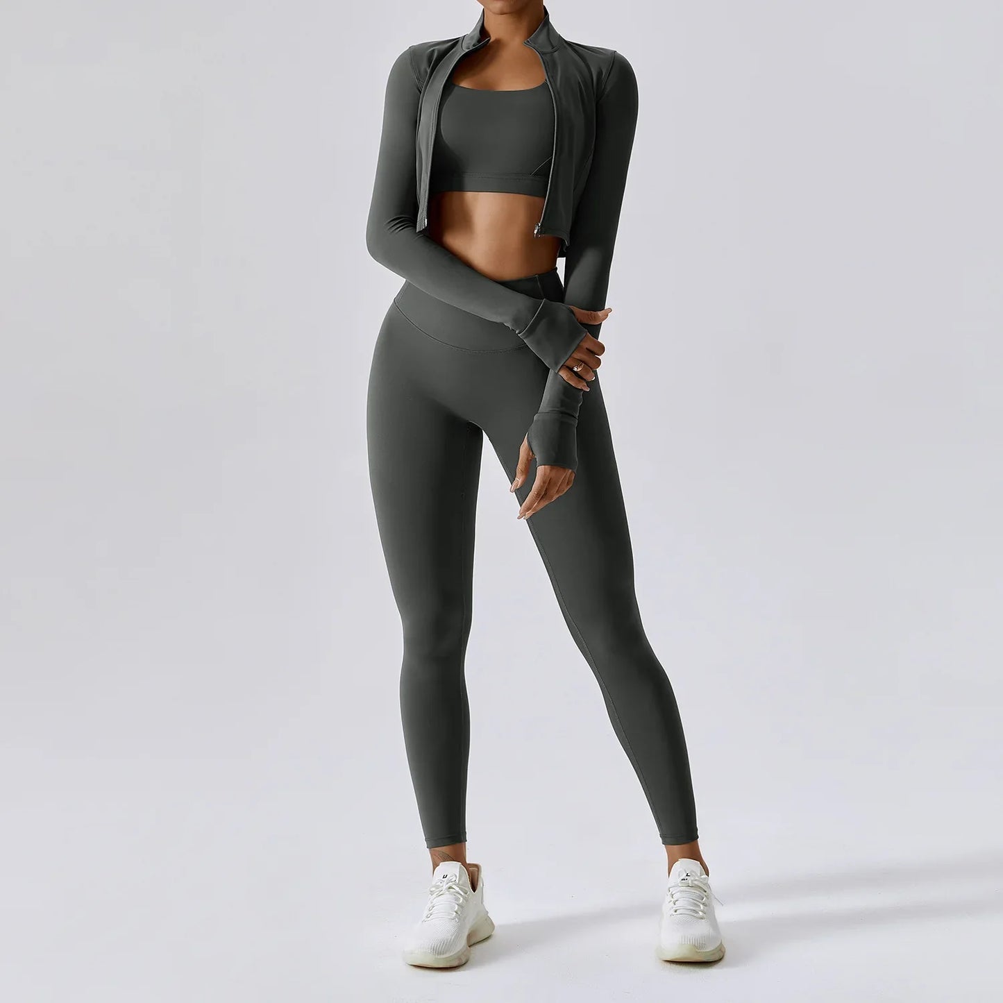 Naadloos Sportset voor Dames met Zip Top en High Waist Legging – Aerexa