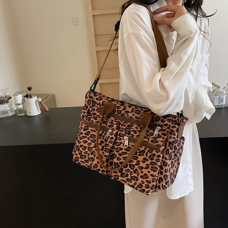 Leopard print tote bag met rits voor dames – Kalira