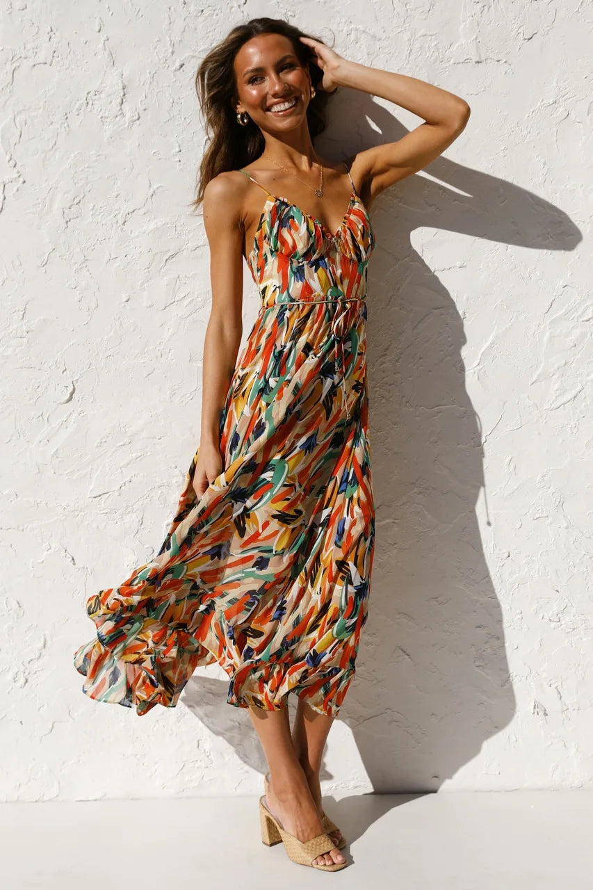 Dames Gedrukte Zomerjurk Comfort Ademend Elegant – Liora