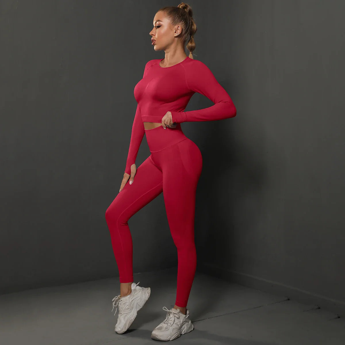 Naadloos Sportset voor Dames met Crop Top en Legging – Revina