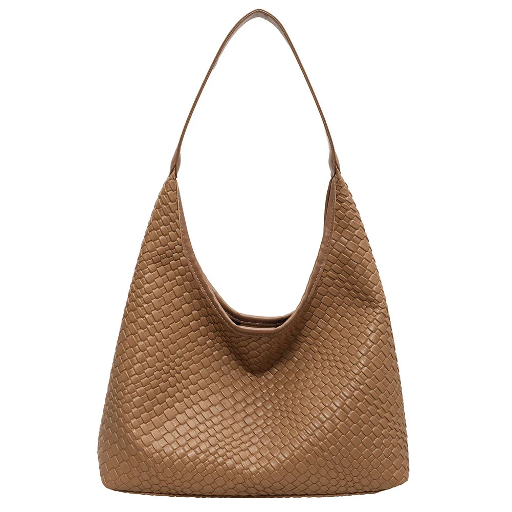 Gevlochten vegan tote bag met pouch voor dames – Alvaya