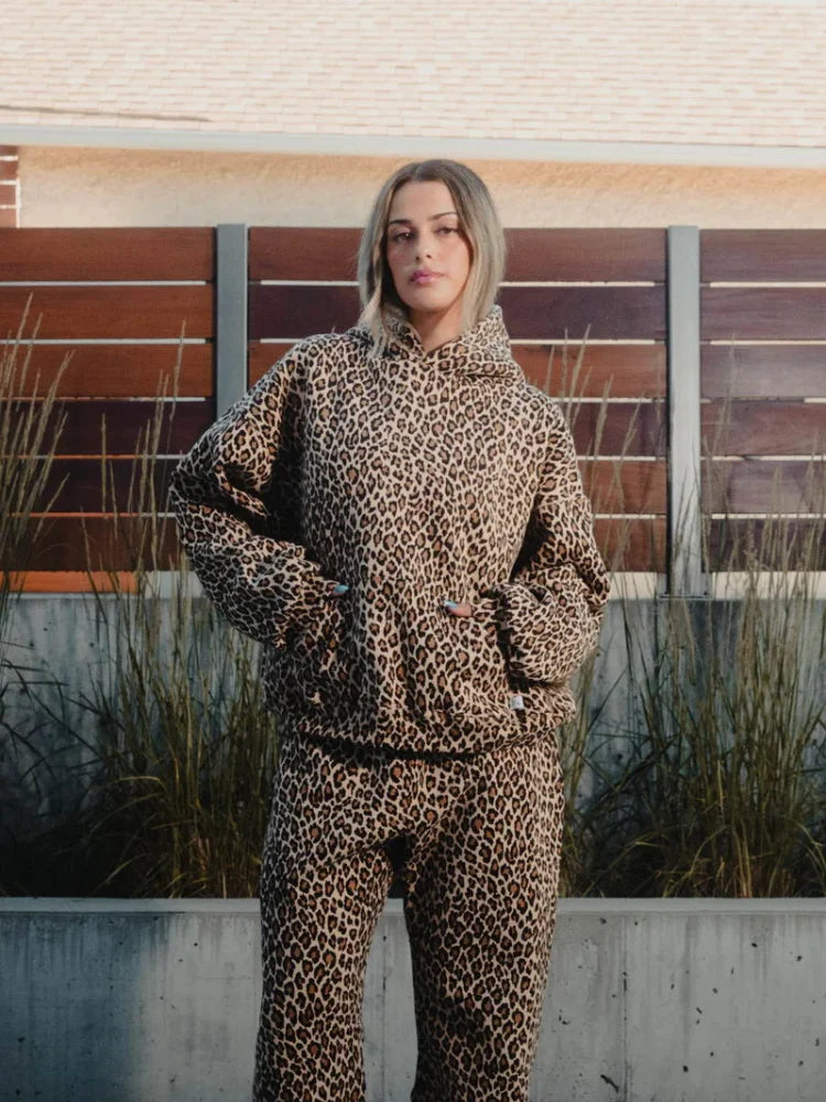 Oversized hoodie met trendy luipaardprint – Olivia