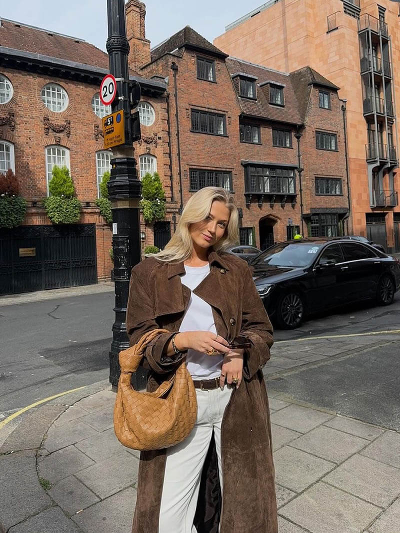 Maxi dames trenchcoat in vegan suède stijl – Mavelle