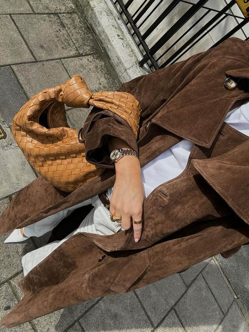 Maxi dames trenchcoat in vegan suède stijl – Mavelle