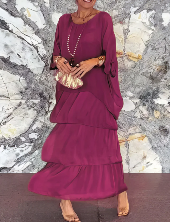 Maxi-jurk met ronde hals en oversized pasvorm – Viviana