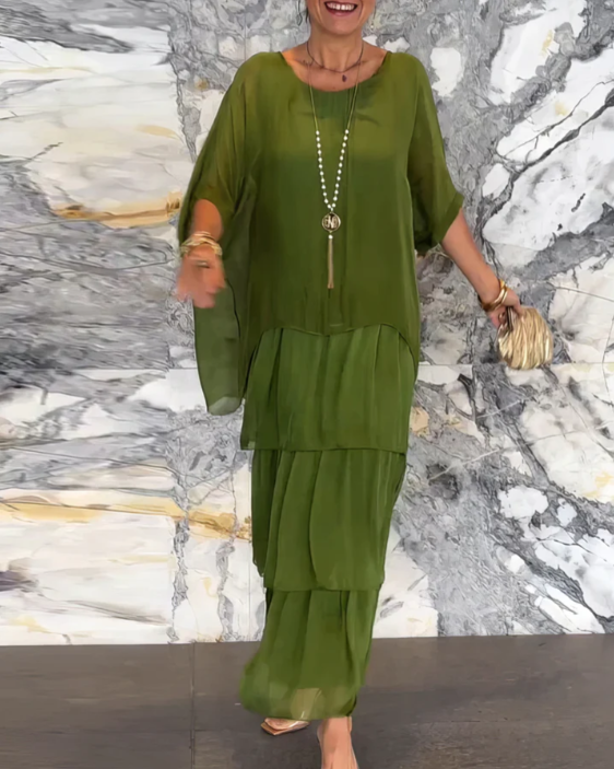 Maxi-jurk met ronde hals en oversized pasvorm – Viviana