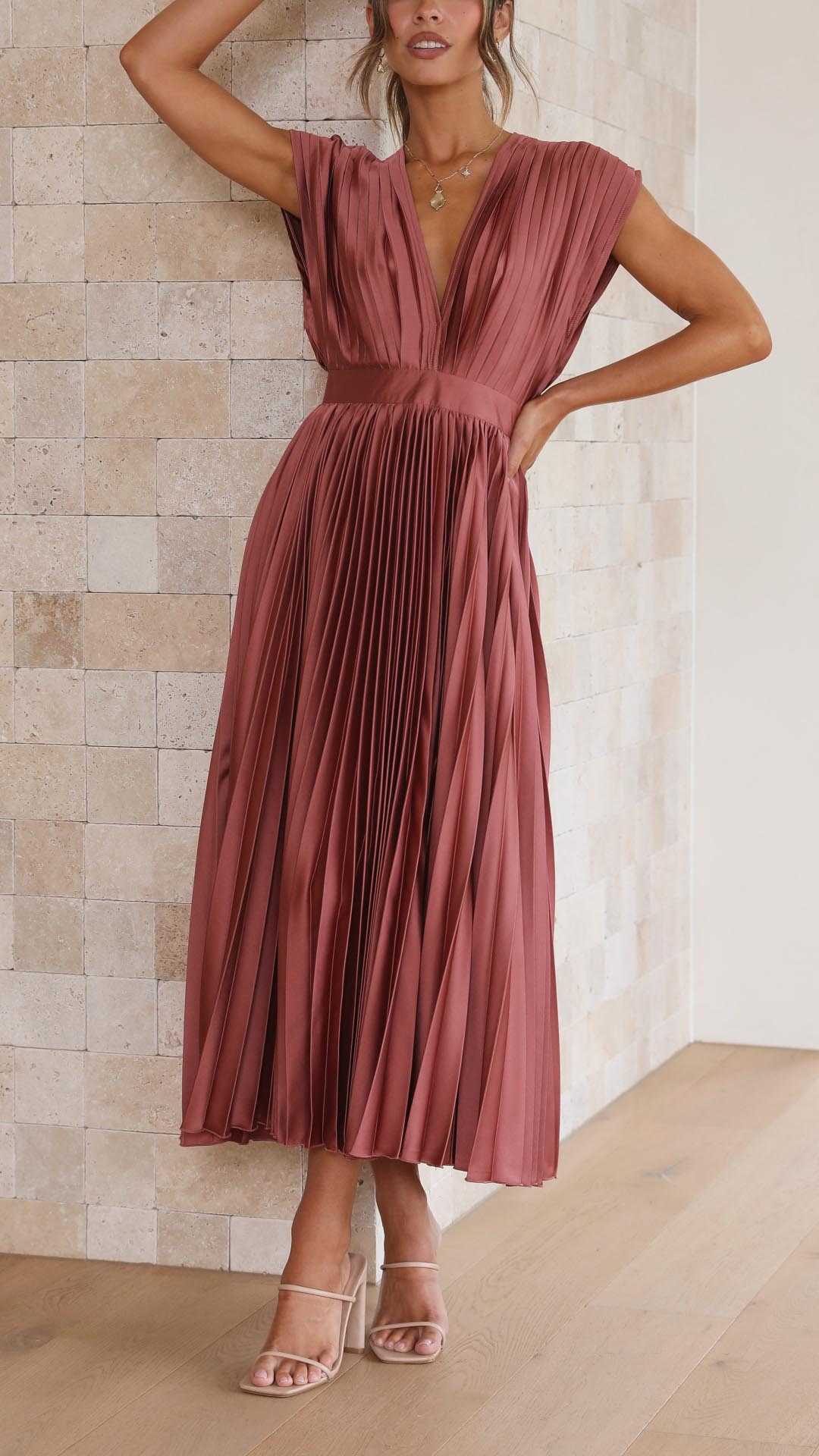 Damesjurk V-hals plooien elegant ademend comfort – Lureanise