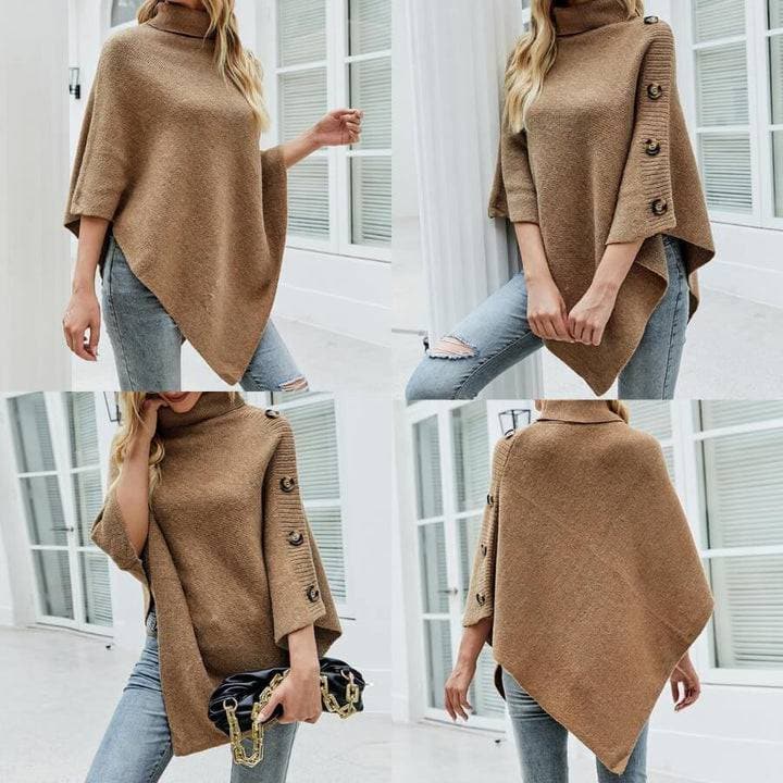 Oversized Coltrui Poncho met Knopen voor Dames – Theresa