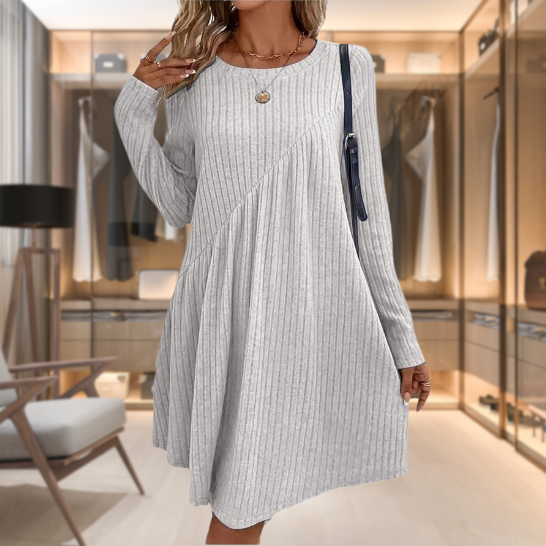 Dames jurk lang mouw herfst comfortabel stijlvol – Renalya