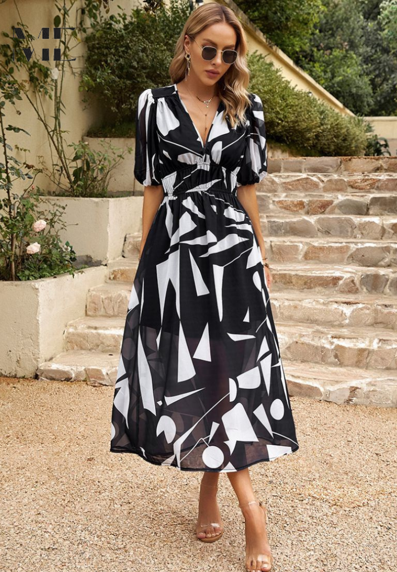 Midi jurk dames ademend tijdloos elegant – Danielle