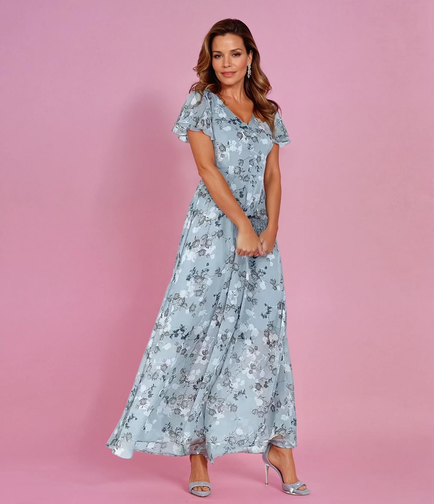 Lunora™ | Rosalie Zomerse V-halsjurk met print en open rug – Anna