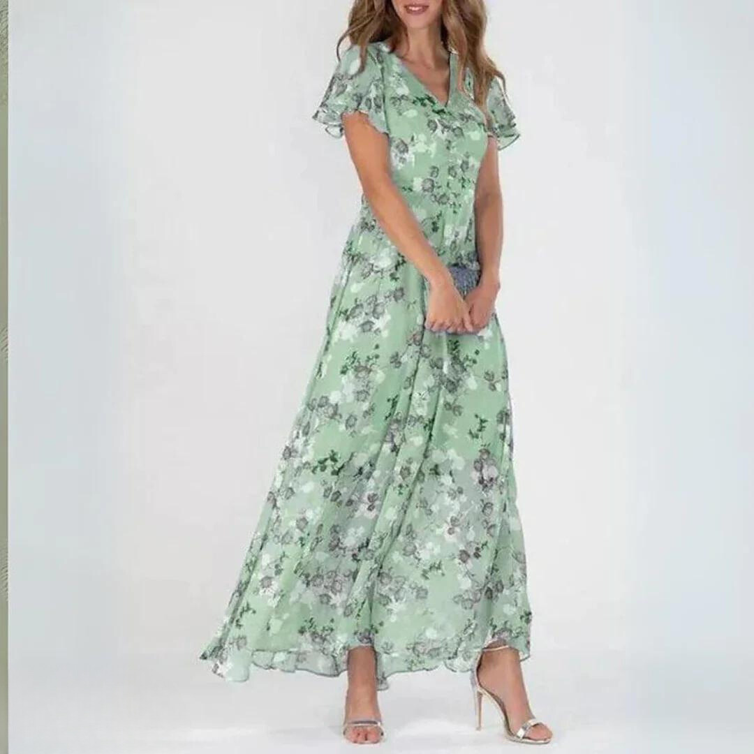 Lunora™ | Rosalie Zomerse V-halsjurk met print en open rug – Anna