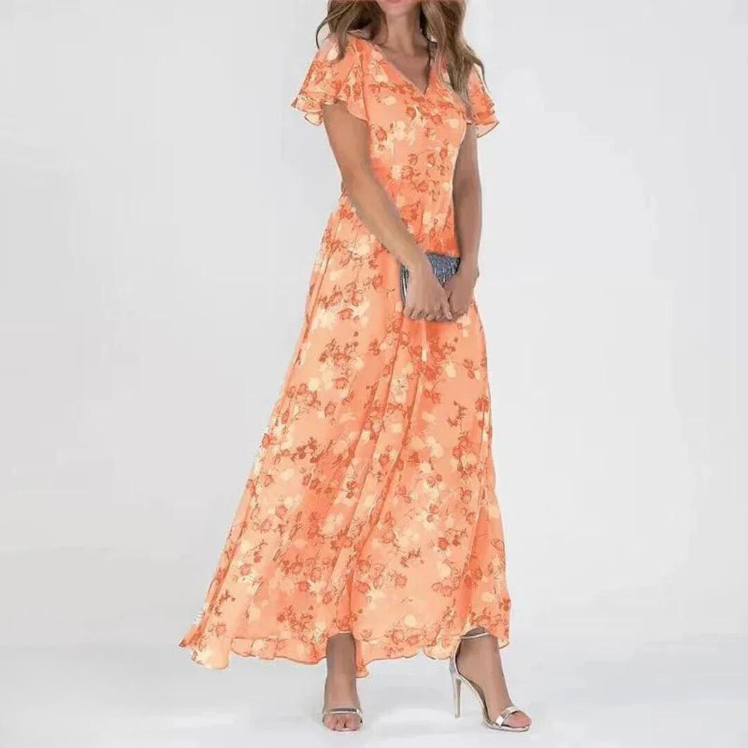 Lunora™ | Rosalie Zomerse V-halsjurk met print en open rug – Anna