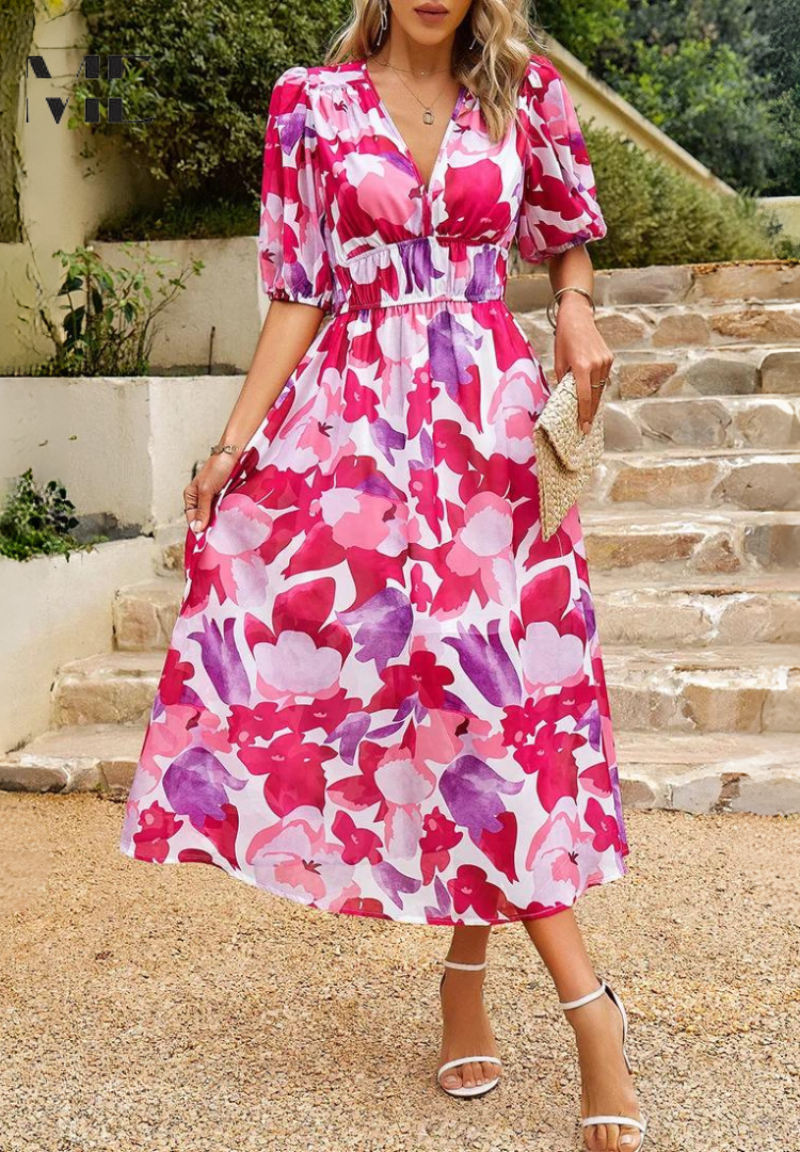 Midi jurk dames ademend tijdloos elegant – Danielle