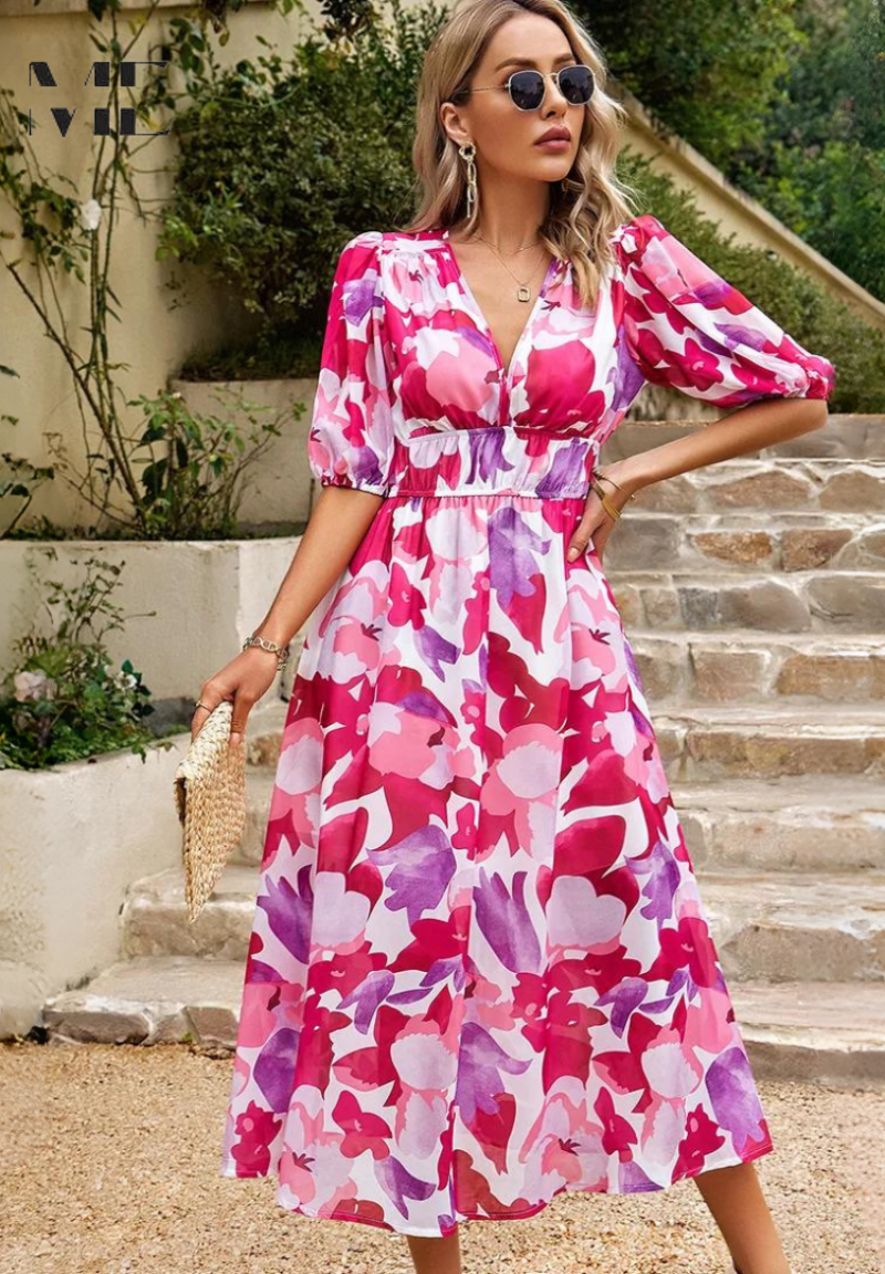 Midi jurk dames ademend tijdloos elegant – Danielle