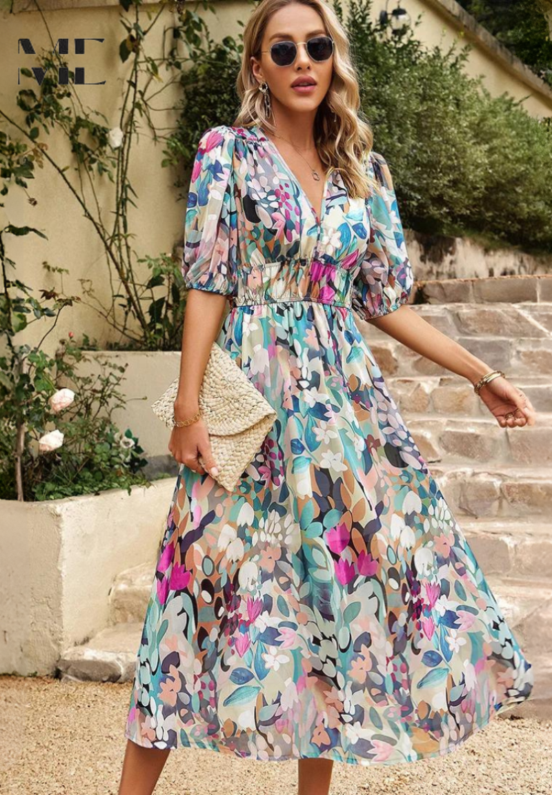 Midi jurk dames ademend tijdloos elegant – Danielle