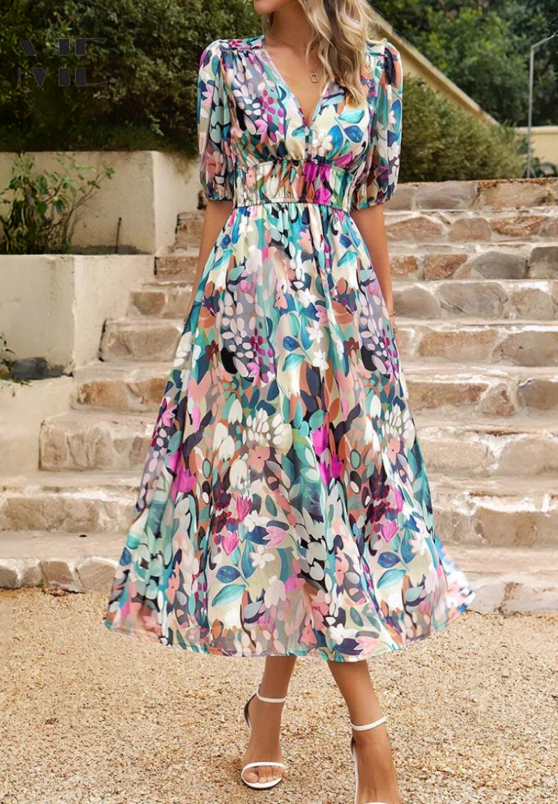 Midi jurk dames ademend tijdloos elegant – Danielle
