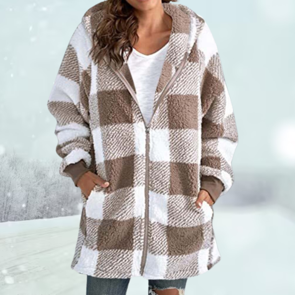 Warme geruite winterjas voor dames – Sophie