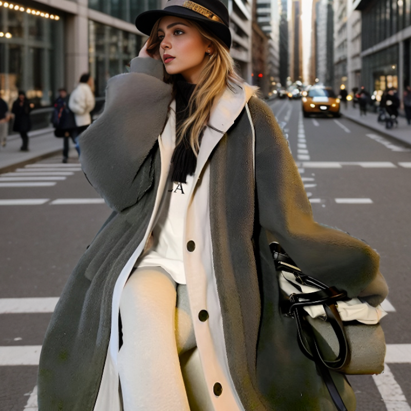 Lange stijlvolle trenchcoat met capuchon voor dames – Isabella