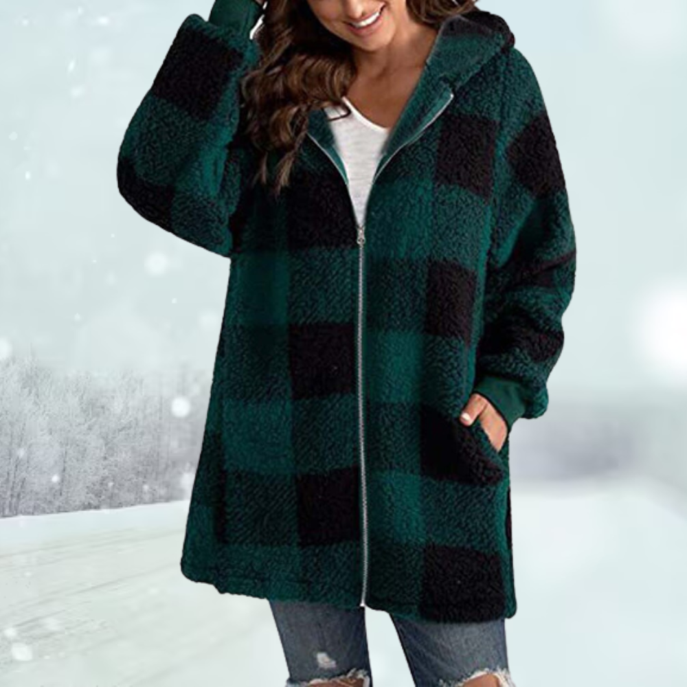 Warme geruite winterjas voor dames – Sophie