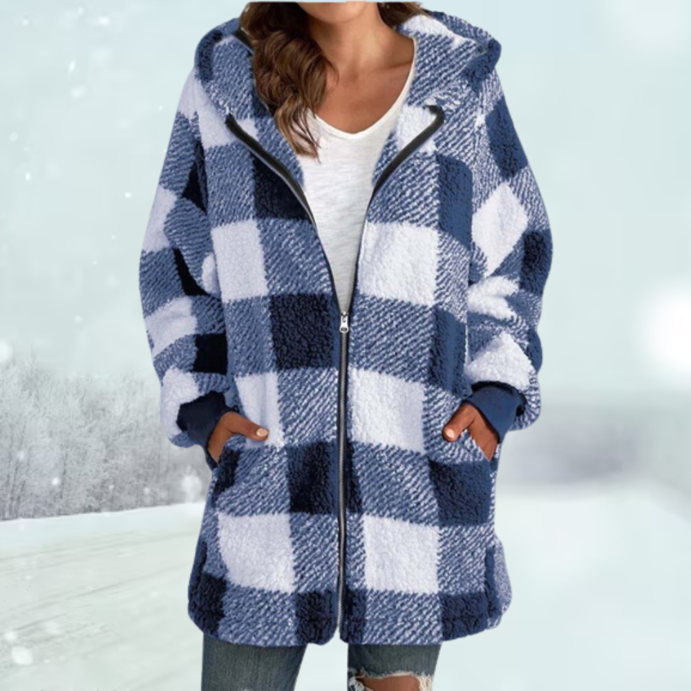 Warme geruite winterjas voor dames – Sophie