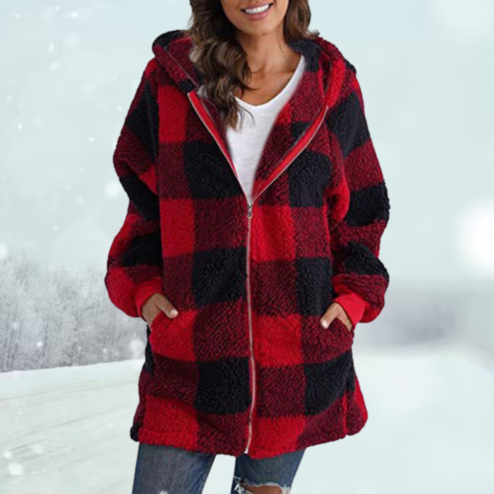 Warme geruite winterjas voor dames – Sophie